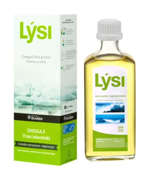 LYSI tran islandzki o smaku cytrynowo miętowym, olej 240 ml