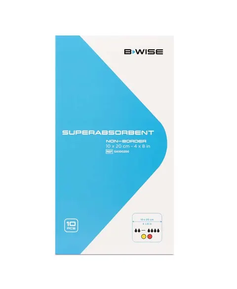 BWISE, Opatrunek superchłonny / Superabsorbent non border, 10 x 20 cm, 10 szt.