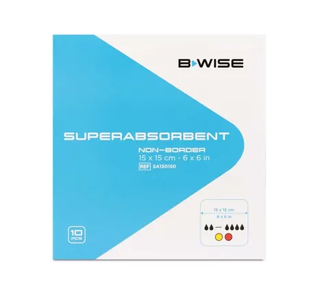 BWISE, Opatrunek superchłonny / Superabsorbent non border, 15 x 15 cm, 10 szt.