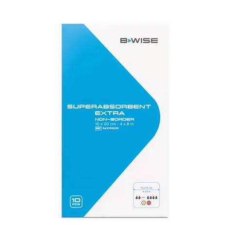 BWISE, Opatrunek extra superchłonny / Superabsorbent extra non border, 10 x 20 cm, 10 szt.