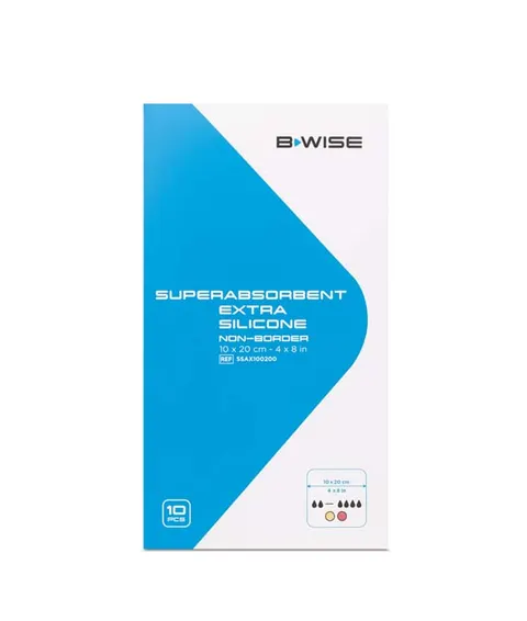 BWISE, Opatrunek extra superchłonny z siliconem / Superabsorbent extra silicone non border, 10 x 20 cm, 10 szt.