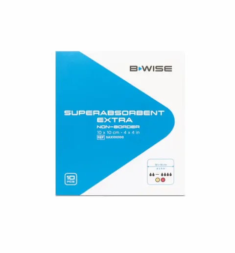 BWISE, Opatrunek extra superchłonny / Superabsorbent extra non border, 10 x 10 cm, 1 szt.