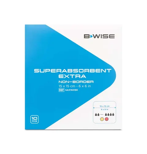 BWISE, Opatrunek extra superchłonny / Superabsorbent extra non border, 15 x 15 cm, 1 szt.