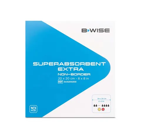 BWISE, Opatrunek extra superchłonny / Superabsorbent extra non border, 20 x 20 cm, 1 szt.