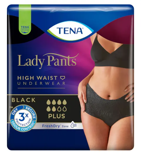TENA LADY PANTS PLUS BLACK, majtki chłonne, rozmiar M, 30 szt.