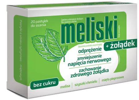 MELISKI + ŻOŁĄDEK, pastylki do ssania, 20 szt.