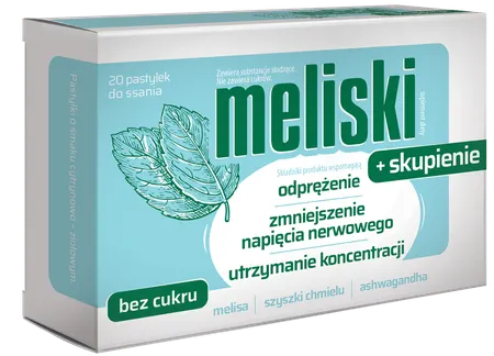 MELISKI + SKUPIENIE, pastylki do ssania, 20 szt.