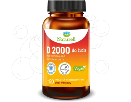 NATURELL D 2000, tabletki do żucia, 120 szt.