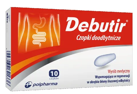 DEBUTIR, czopki doodbytnicze, 10 szt.