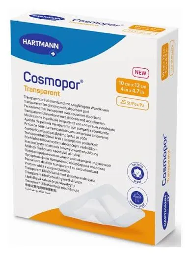 COSMOPOR TRANSPARENT, opatrunek poliuretanowy, 10 x 20 cm, 25 szt.