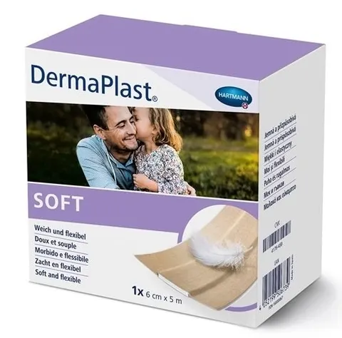 DERMAPLAST SOFT, plaster włókninowy, 6 cm x 5 m, 1 szt.