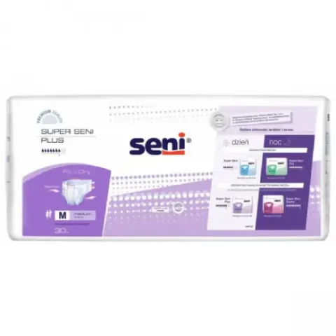 SENI SUPER AIR PLUS, pieluchomajtki nocne, rozmiar M, obwód 75-110 cm, 30 szt.