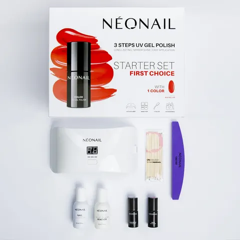 Neonail Zestaw Startowy do Hybryd First Choice 2 Lakiery + Lampa