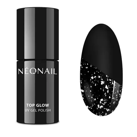 Neonail Lakier Hybrydowy Top Glow Silver Flakes 7,2 ml