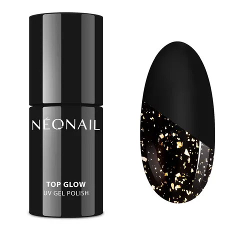 Neonail Lakier Hybrydowy Top Glow Gold Flakes
