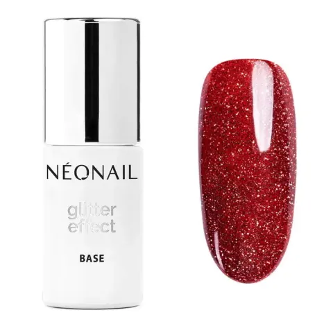 Neonail Lakier Hybrydowy Glitter Effect Base Red Shine 7,2 ml