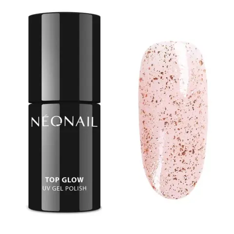Neonail Lakier Hybrydowy Top Glow Rose Gold Flakes 7,2 ml