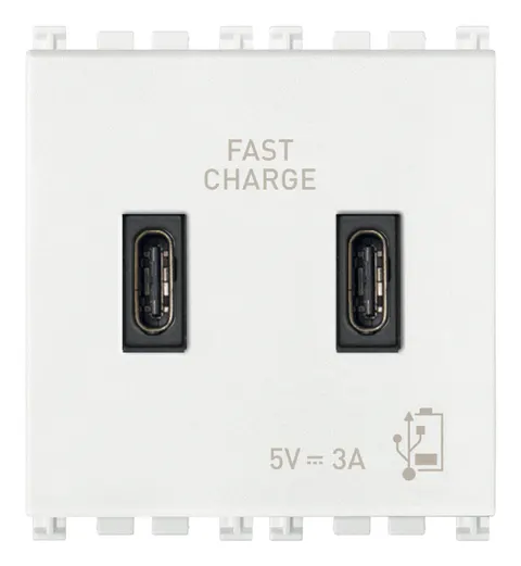Vimar Moduł zasilający 5V 2,1A 2xUSB C 2M - Biały - 19295.CC.B