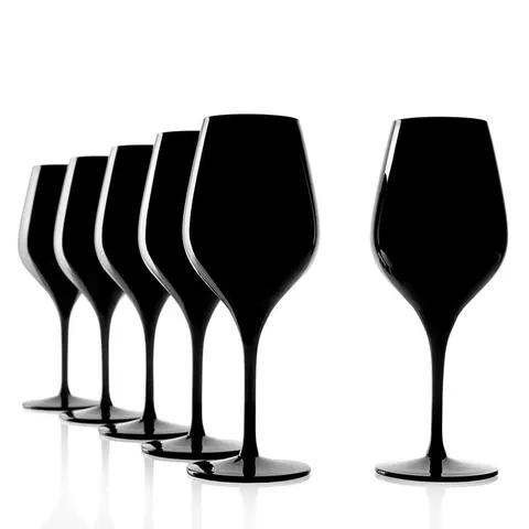 Stolzle Lausitz Exquisit czarne kieliszki do wina 350 ml. 6 szt.