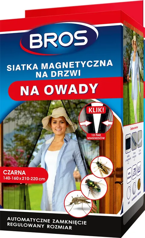 Siatka na drzwi magnetyczna 100x220 biała BROS