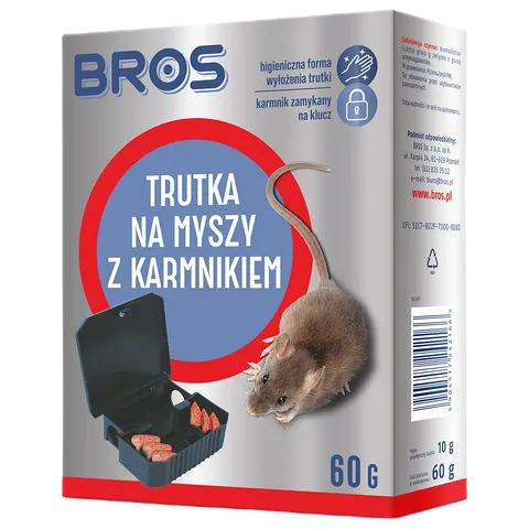 BROS Trutka na myszy Z KARMNIKIEM, 60 g