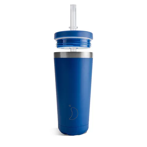 Chilly's Bottles Original kubek termiczny bidon na wodę termos na kawę herbatę ze słomką 500 ml niebieski