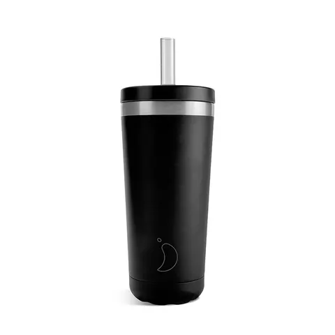 Chilly's Bottles Original kubek termiczny bidon na wodę termos na kawę herbatę ze słomką 500 ml czarny