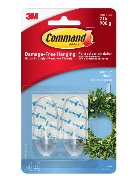 Command Outdoor 2 przezroczyste haki, 4 średnie paski