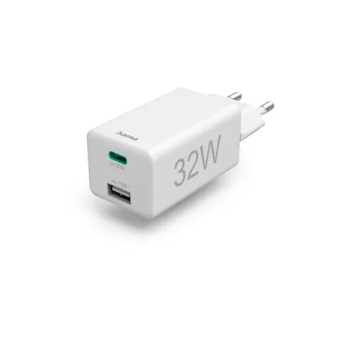 HAMA ŁADOWARKA 32W SIECIOWA MINI PD/QC 1X USB-C 1X USB-A biała