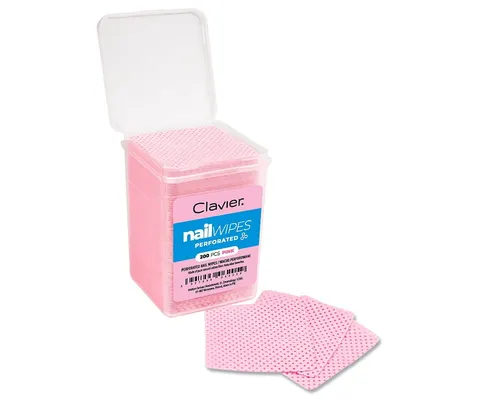 Clavier Waciki bezpyłowe perforowane do manicure w pudełku 200szt. różowe