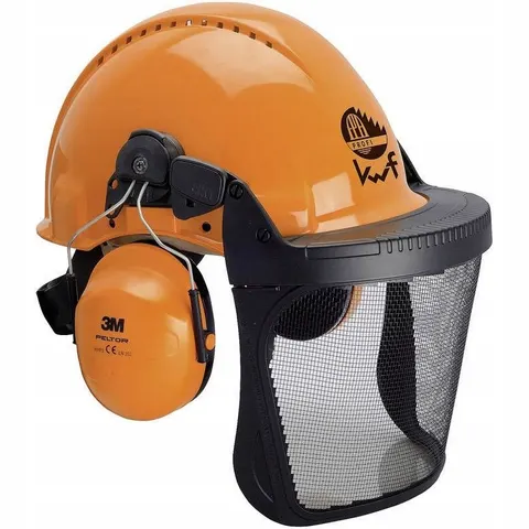 Kask Ochronny Nauszniki Wizjer Ochrona Głowy BHP