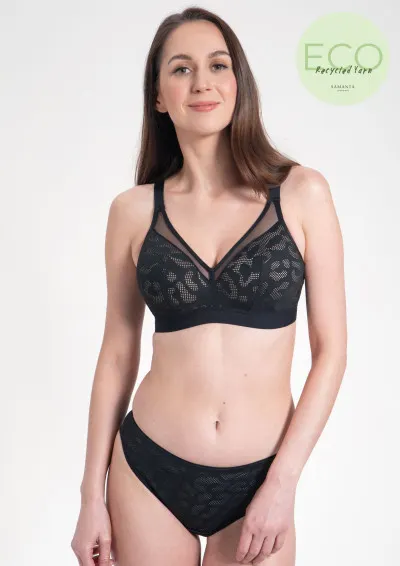 Samanta - Biustonosz Alex A540 czarny bez fiszbin Czarny 65E