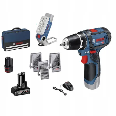 Wiertarka wkrętarka Bosch 12V zestaw XL 4Ah Lampa