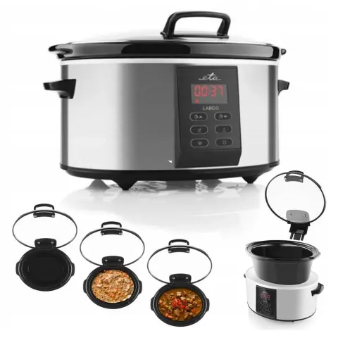 Wolnowar garnek ceramiczny Slow Cooker INOX LCD misa 6L 245W programator