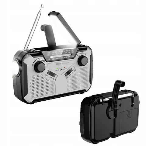 Radio FM SURVIVALOWE outdoorowe DYNAMO latarka SOLARNE syrena SOS