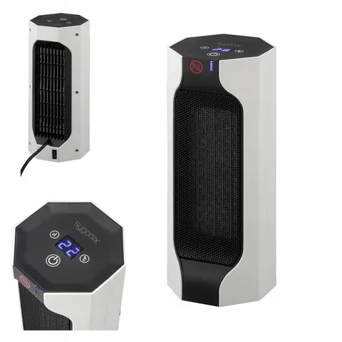 Grzejnik WENTYLATOR na biurko 3 TRYBY wyświetlacz 1800W timer Sygonix