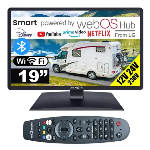 Telewizor do kampera smart HD 19 cali WiFi BT DVBT2 HDMI USB 230V 12V 24V
