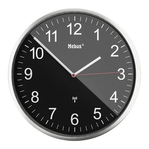 Zegar ścienny sterowany radiowo metalowy 30 cm auto czas DCF77