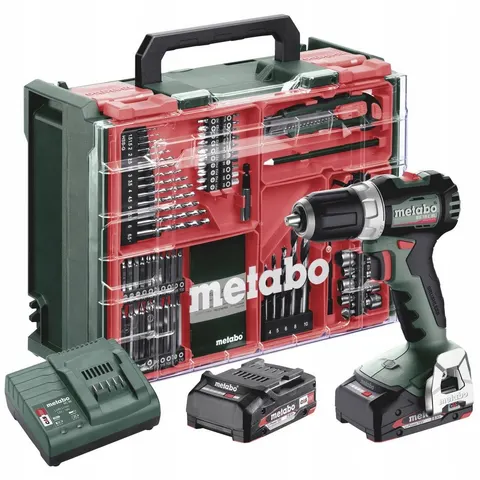 Wkrętarka METABO wiertarka 18V 2x akumulator 2Ah ZESTAW akcesoriów 74ele