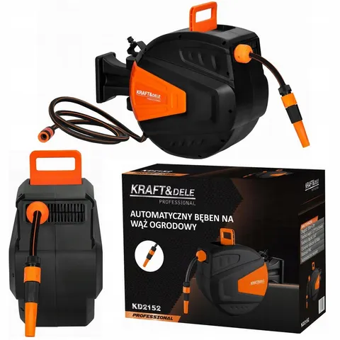 Wąż ogrodowy 20m+2m 1/2" PVC automatyczny zwijacz bęben