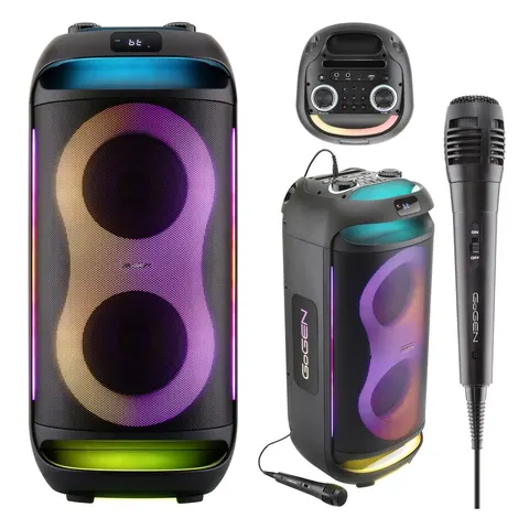 Głośnik Bluetooth Gogen mikrofon karaoke mocny 70W efekt LED gitara USB AUX