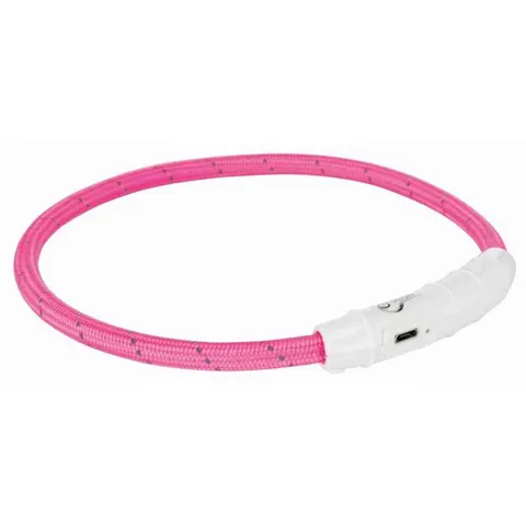 Obroża świecąca nylon różowa 65cm (możliwość regulacji) USB