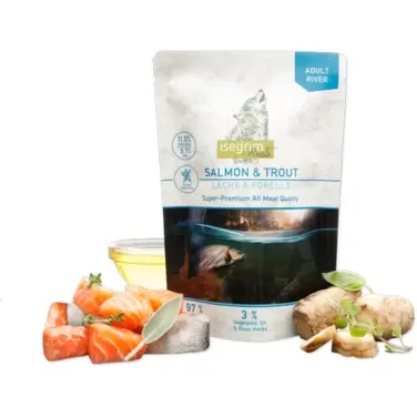 Isegrim Roots Karma Mokra ŁOSOŚ I PSTRĄG z topinamburem 410g
