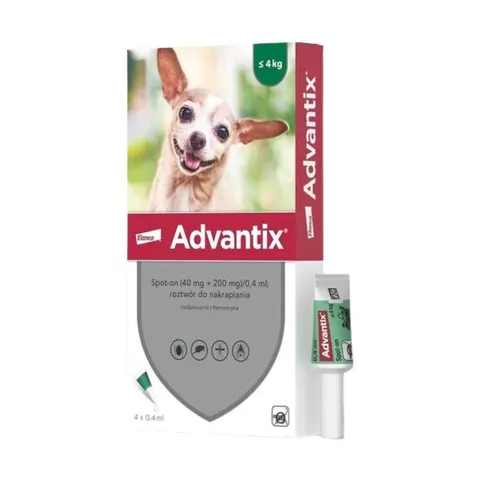 Advantix krople na kleszcze i pchły dla psa do 4kg 0.4ml (1 pipeta)