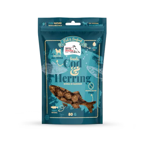 Fish & SeaFood dorsz ze śledzniem 80g Syta Micha