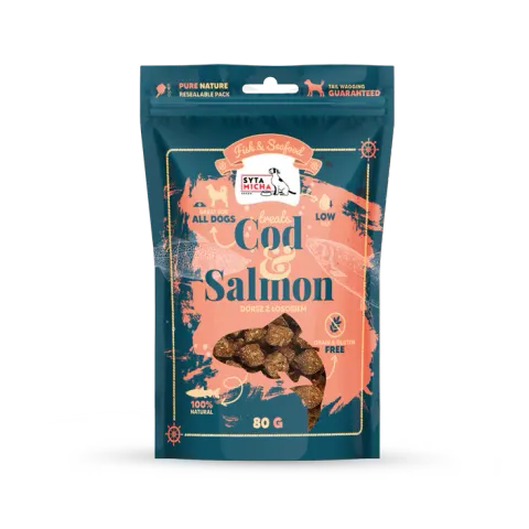 Fish & SeaFood dorsz z łososiem 80g Syta Micha