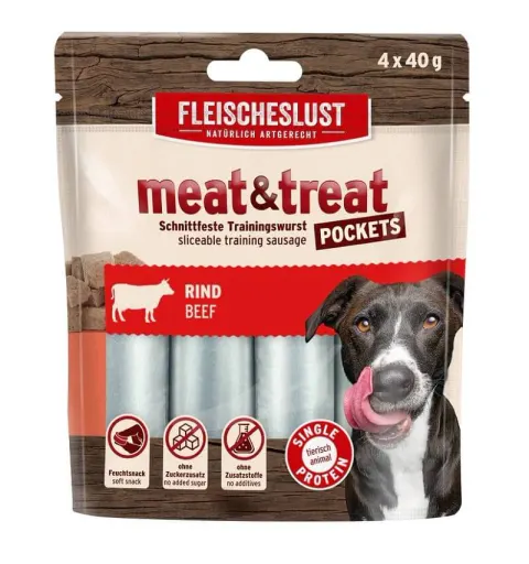 MEATLOVE MEAT & trEAT BEEF 4x40G kiełbaski treningowe wołowe