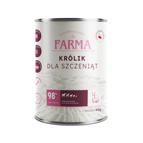 FARMA Select Królik 400g dla szczeniaka Monoproteinowa karma mokra dla psa