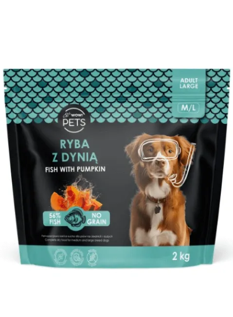 WOW!Pets Karma sucha ryba z dynią 10 kg dla psów ras średnich i dużych