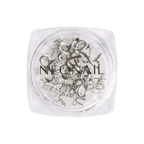 Neonail Ozdoba 3D - Srebrny Kokardki Silver Bows
